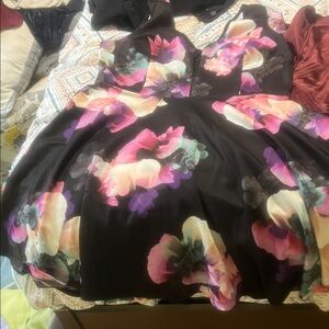 Charlotte Russe Floral Dress - Black and Multicolor